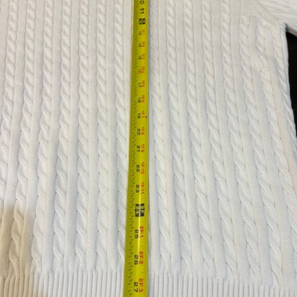 ✨ Lacoste White Cable Knit Sweater Size 9 – 100% Cotton – Classic Croc Logo ✨ - Picture 7 of 11